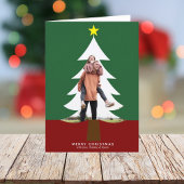 Kerstboom Foto van Cutout Modern Green Red Cute Feestdagen Kaart
