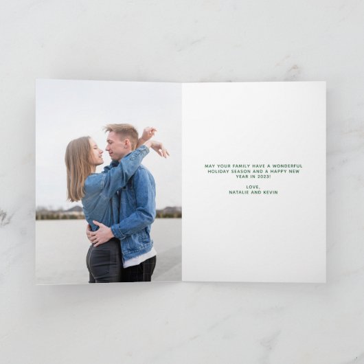 Kerstboom Foto van Cutout Modern Green Red Cute Feestdagen Kaart (Binnen)