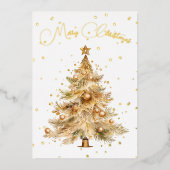 Kerstboom Foto Vrolijk Goud Vakantie Kaart (Voorkant)