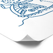 Kerstboom fotocollage Blauwe Stijl Poster (Hoek)