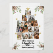 Kerstboom Fotocollage Kaart voor Familie (Voorkant / Achterkant)