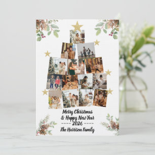 Kerstboom Fotocollagekaart Familie Kaart