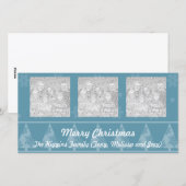 Kerstboom Fotokaarten met Blauwe Sneeuwvlokken Feestdagenkaart (Voorkant / Achterkant)