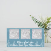 Kerstboom Fotokaarten met Blauwe Sneeuwvlokken Feestdagenkaart (Staand voorkant)