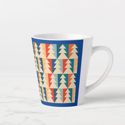 Kerstboom funky retro jaren '70 ontwerp latte mok (Rechts)