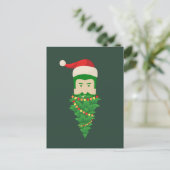 kerstboom Funny Green Beard Santa Hat Man Briefkaart (Staand voorkant)