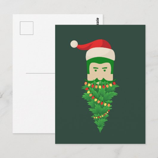 kerstboom Funny Green Beard Santa Hat Man Briefkaart (Voorkant / Achterkant)