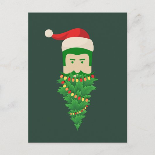 kerstboom Funny Green Beard Santa Hat Man Briefkaart (Voorkant)