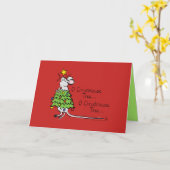 Kerstboom - Funny Mouse Christmas Kaart (Gele Bloem)