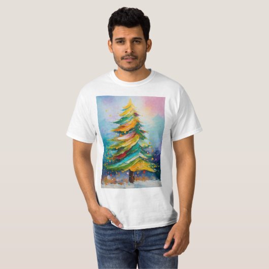Kerstboom gedrukt Tshirt (Voorkant volledig)