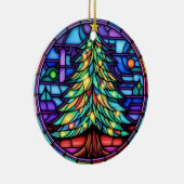 Kerstboom gekleurd glas stijl keramisch ornament (Rechts)