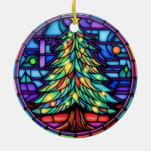 Kerstboom gekleurd glas stijl keramisch ornament (Achterkant)