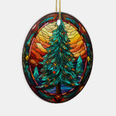 Kerstboom gekleurd glas stijl keramisch ornament (Rechts)