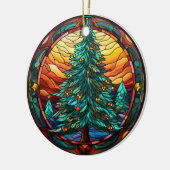 Kerstboom gekleurd glas stijl keramisch ornament (Links)