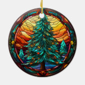 Kerstboom gekleurd glas stijl keramisch ornament (Achterkant)