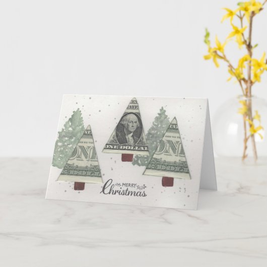 Kerstboom geldhouder kaart (Gele Bloem)