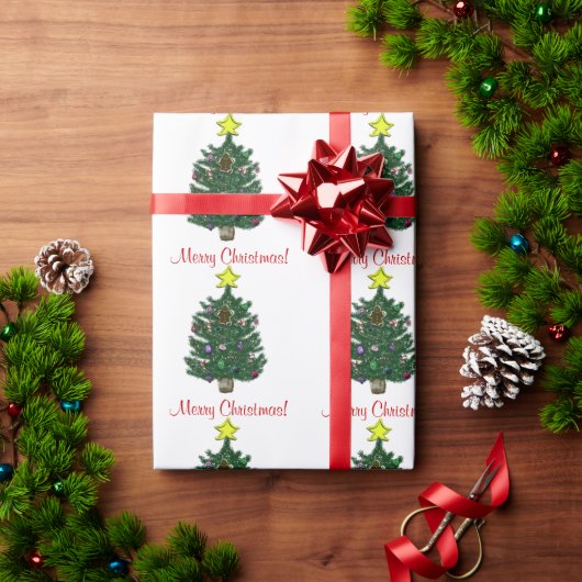 Kerstboom Gele Ster Gebruine Man Cadeaupapier (Feestdagen Geschenken)