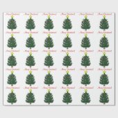 Kerstboom Gele Ster Gebruine Man Cadeaupapier (Vlak)