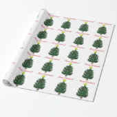 Kerstboom Gele Ster Gebruine Man Cadeaupapier (Uitgerold)