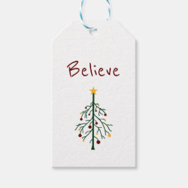 Kerstboom geloof in Santa Typografie Cadeaulabel