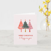 Kerstboom Gelukkig Nieuwjaar met kerstfeest Kaart (Gele Bloem)