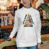 Kerstboom gemaakt van boeken Grappige offerte lera T-shirt