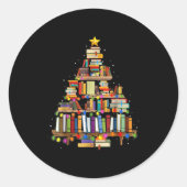 Kerstboom gemaakt van boeken Leraar Boekenliefhebb Ronde Sticker (Voorkant)