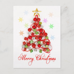 Kerstboom gemaakt van decoraties feestdagenkaart