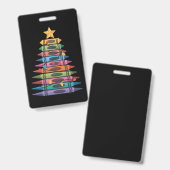 Kerstboom gemaakt van kleurpotloden School Teacher Badge (Front & Back)