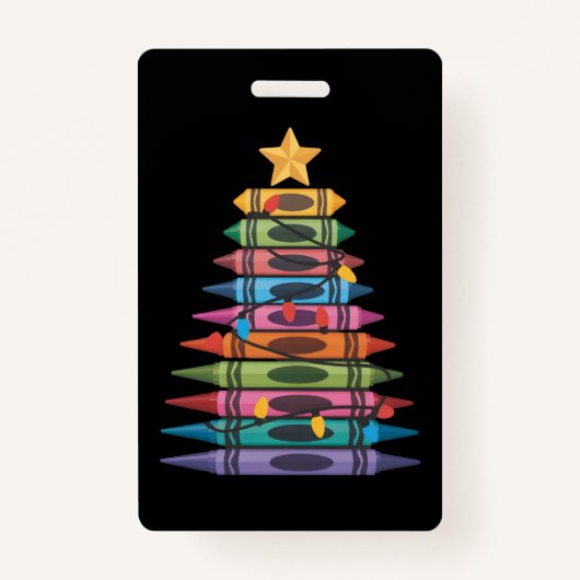 Kerstboom gemaakt van kleurpotloden School Teacher Badge (Voorkant)