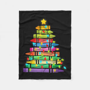 Kerstboom gemaakt van kleurpotloden School Teacher Fleece Deken