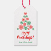 kerstboom, gemaakt van sneeuwvlokken voor lintafdr cadeaulabel (Voorkant)