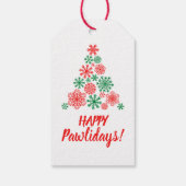 kerstboom, gemaakt van sneeuwvlokken voor lintafdr cadeaulabel (Achterkant)