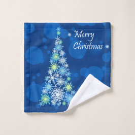 Kerstboom gemaakt van sneeuwvlokken. washandje