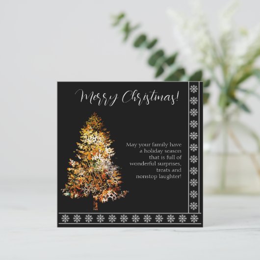 Kerstboom gemaakt van sneeuwvlokken zwarte achterg (Staand voorkant)