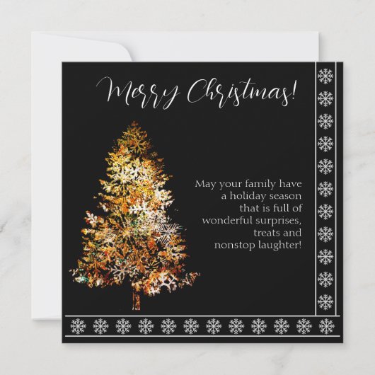 Kerstboom gemaakt van sneeuwvlokken zwarte achterg (Voorkant)