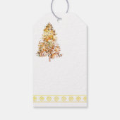 Kerstboom gemaakt van sneeuwvlokken zwarte achterg cadeaulabel (Achterkant)