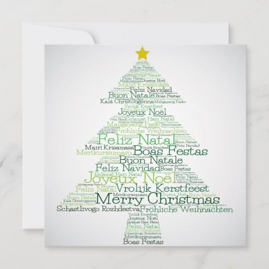 kerstboom gemaakt van "vrolijk kerstfeest" kaart (Voorkant)