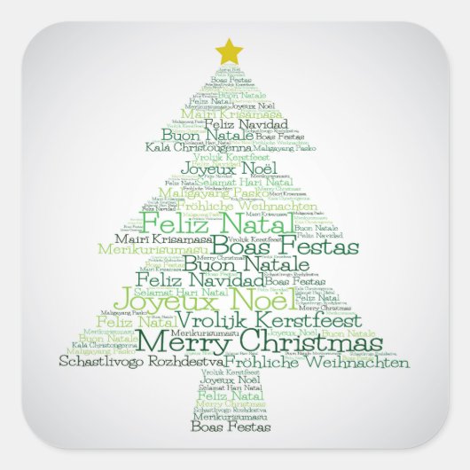 kerstboom gemaakt van "vrolijk kerstfeest" vierkante sticker (Voorkant)