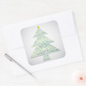 kerstboom gemaakt van "vrolijk kerstfeest" vierkante sticker (Envelop)