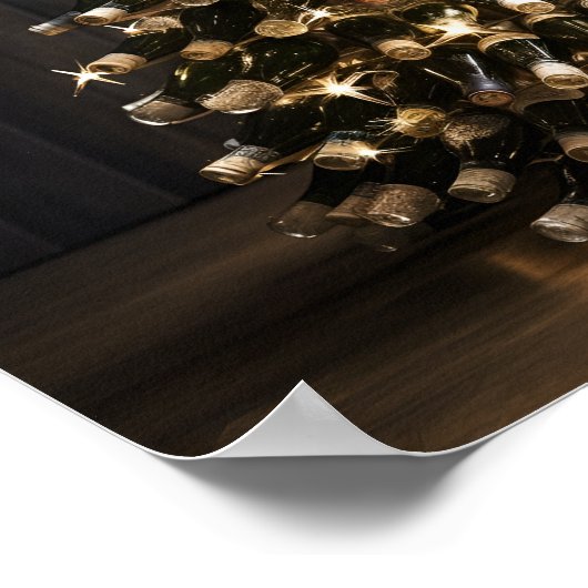 Kerstboom gemaakt van wijnflessen poster (Hoek)
