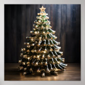 Kerstboom gemaakt van wijnflessen poster (Voorkant)