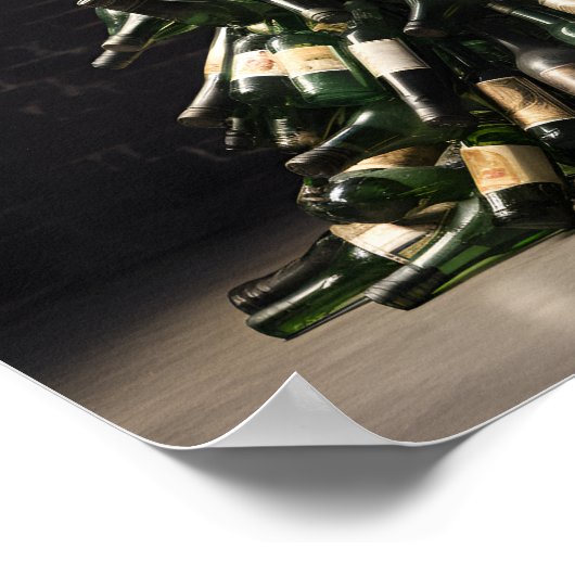 Kerstboom gemaakt van wijnflessen poster (Hoek)