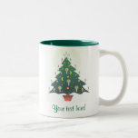 kerstboom - gepersonaliseerd tweekleurige koffiemok<br><div class="desc">Gepersonaliseerde Mok kerstboom. Voeg een naam of je eigen tekst toe!</div>