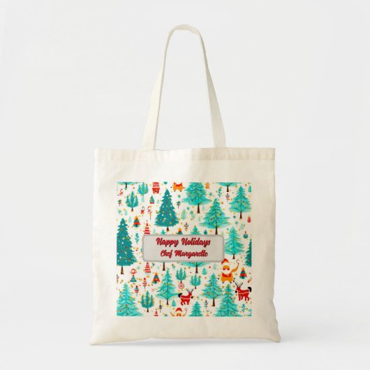Kerstboom Gepersonaliseerde Chef Gift Tote Bag (Voorkant)