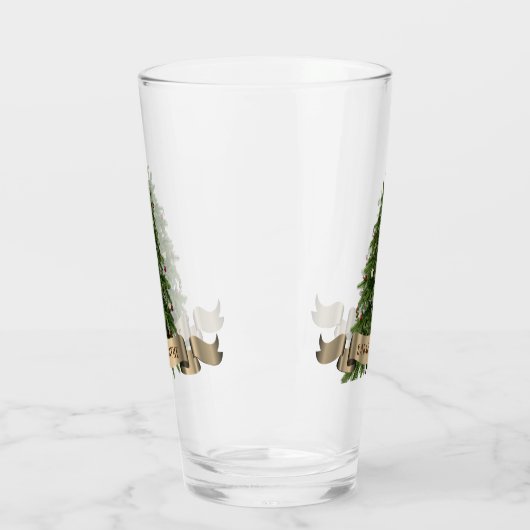 Kerstboom Gepersonaliseerde feestelijke vakantiegl Glas (Links)