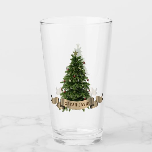 Kerstboom Gepersonaliseerde feestelijke vakantiegl Glas (Voorkant)