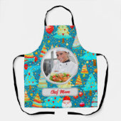 Kerstboom Gepersonaliseerde Mama Foto Vakantie Gif Schort (Voorkant)