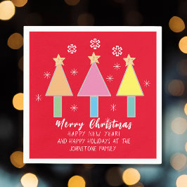 Kerstboom - Gepersonaliseerde naam Cute Red Paper Servet