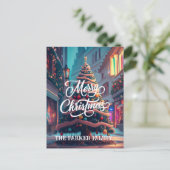 Kerstboom gepersonaliseerde naam Wenskaarten Briefkaart (Staand voorkant)